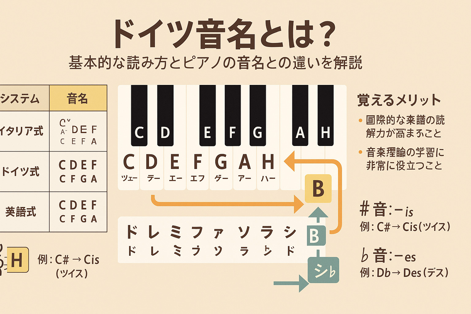 ドイツ音名とは?基本的な読み方とピアノの音名との違いを解説