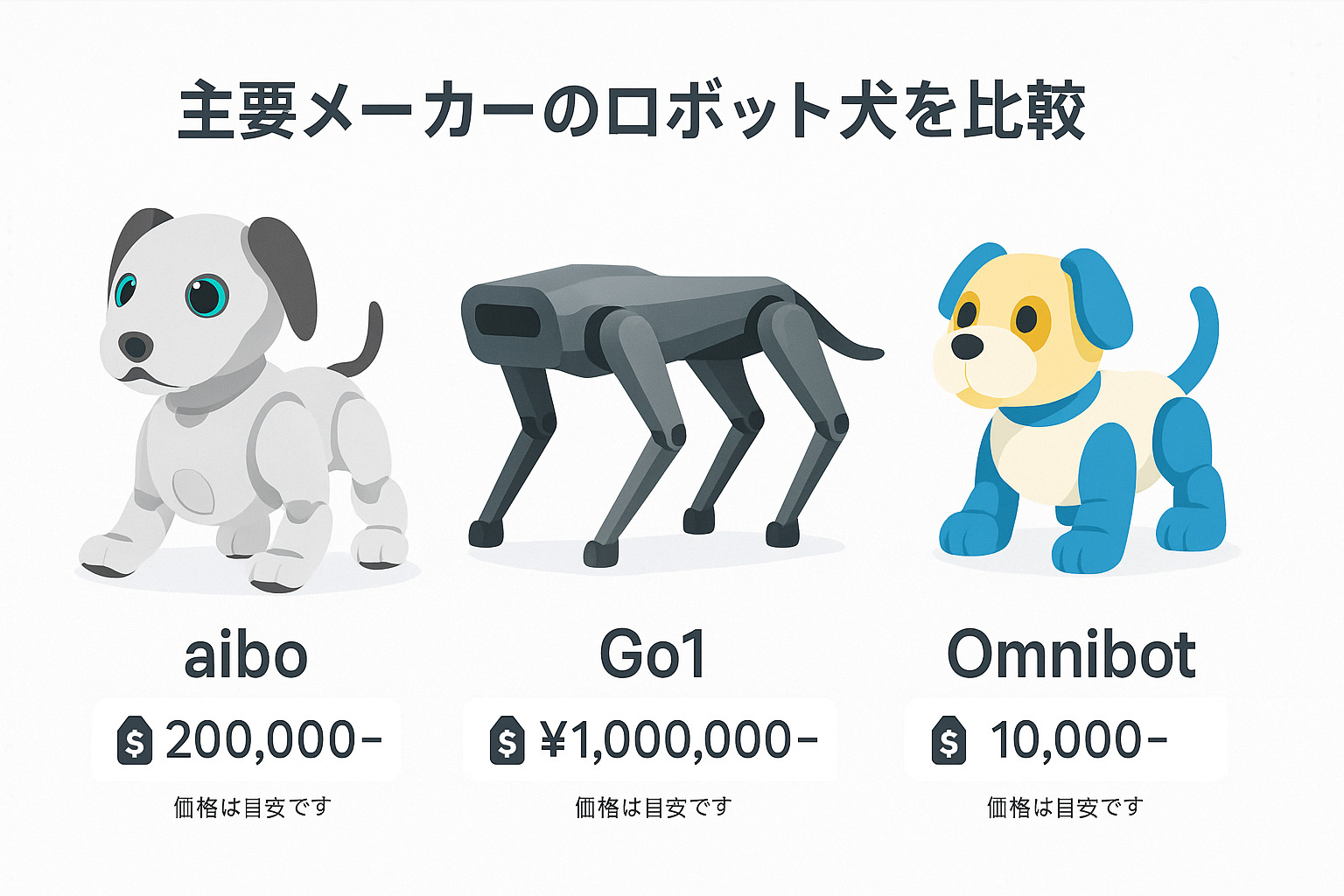 主要メーカーのロボット犬を比較:特徴と値段をチェック